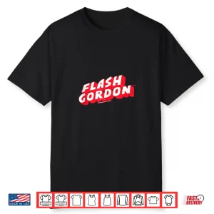 Flash Gordon Flash Effect Retro Comic Text Logo Shirt