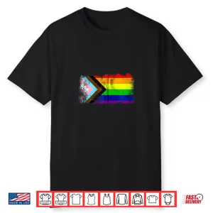 Lgbtq Progress Flag Rainbow Pride Month Gay Lesbian Trans Shirt