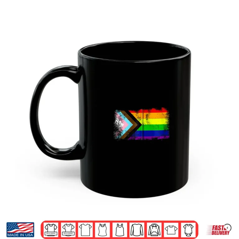 Mug LGBTQ Progress Flag Rainbow Pride Month Gay Lesbian Trans Shirt