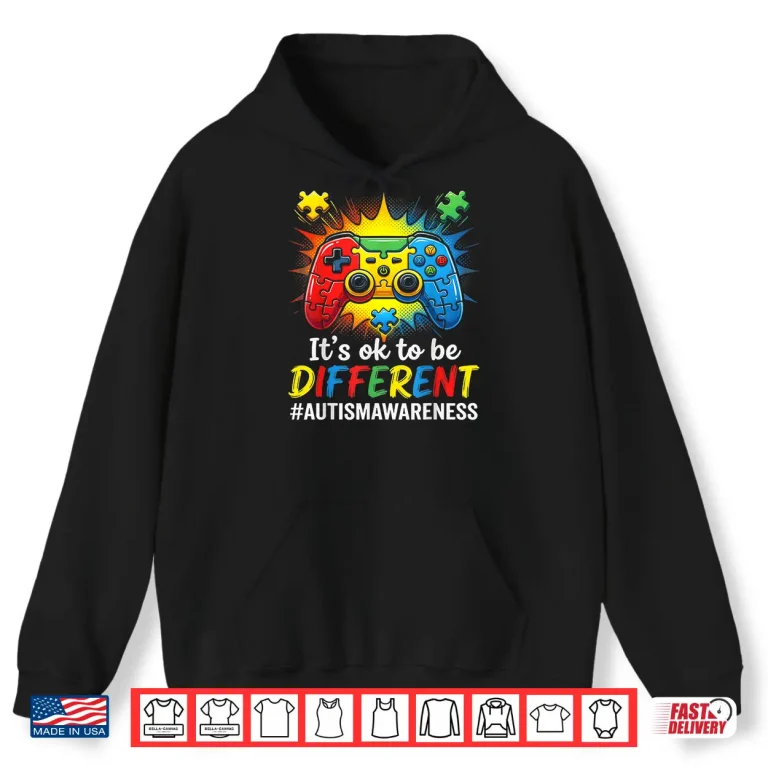 Hoodie Autism Awareness Gamer Puzzle Autism Blue Support Shirt