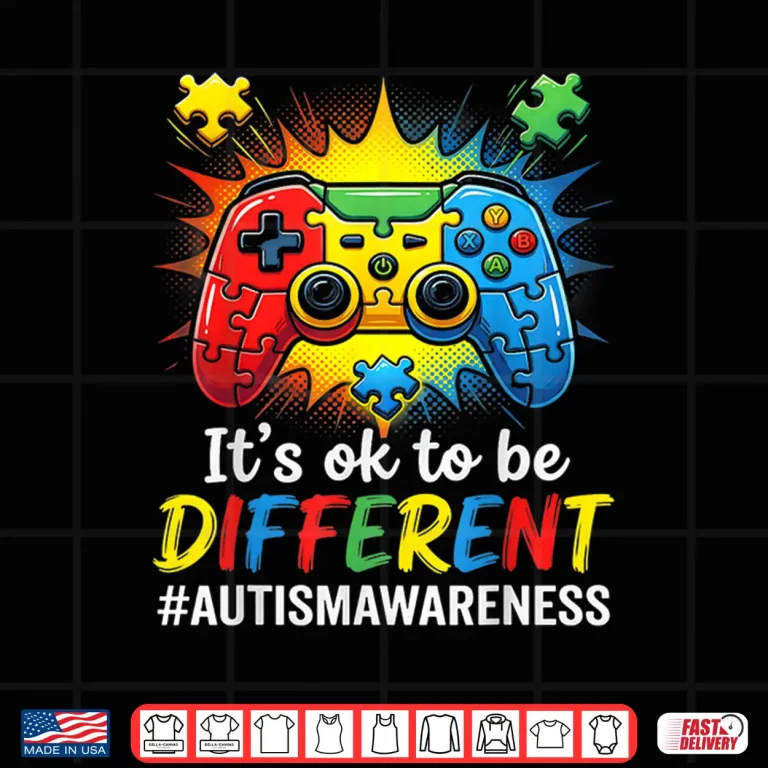 Design Autism Awareness Gamer Puzzle Autism Blue Support Shirt