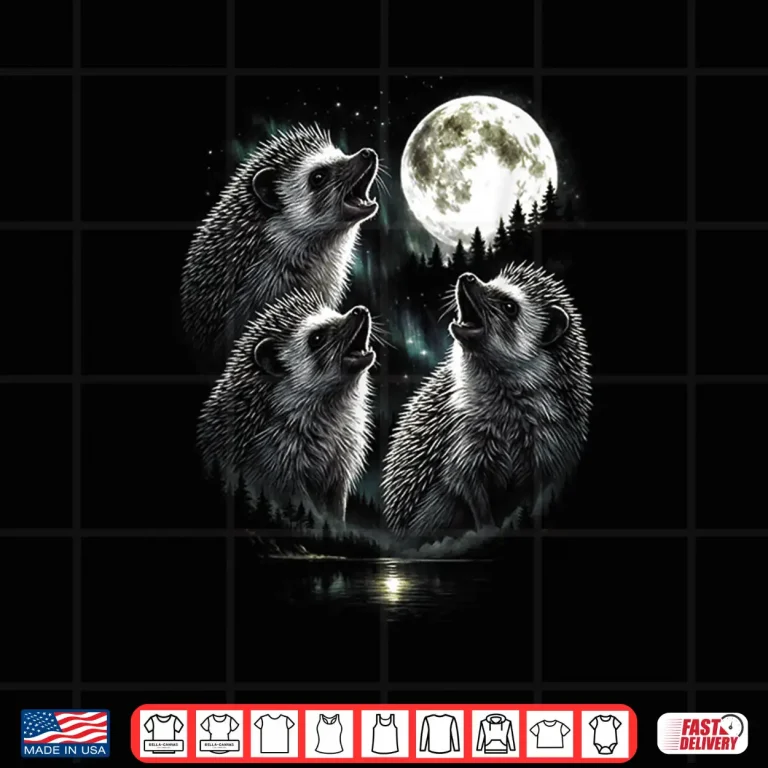 Design 3 Hedgehog Howling At Moon Vintage Funny 80s 90s Graphic Shirt