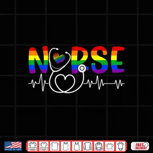 Nurse Rn Cna Stethoscope Scrub Top Lgbtq Pride Rainbow Flag Shirt