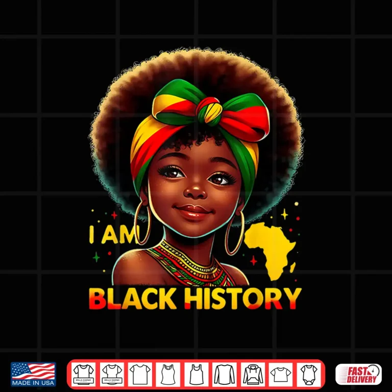 Design African Girl Melanin I Am Black History Month Youth Pride Shirt