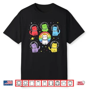 Gay Cats In Space Rainbow Pride Month Lgbt Ally Shirt