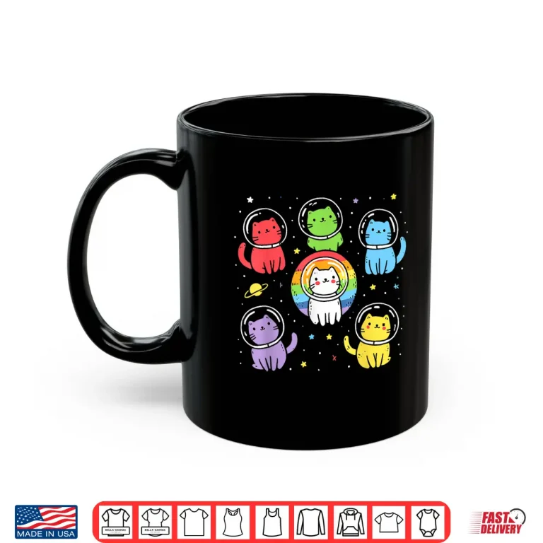 Mug Gay Cats In Space Rainbow Pride Month Lgbt Ally Shirt