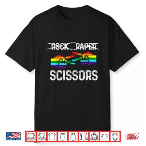 Lesbian Pride Rock Paper Scissors Funny Lgbtq Rainbow Flag Shirt