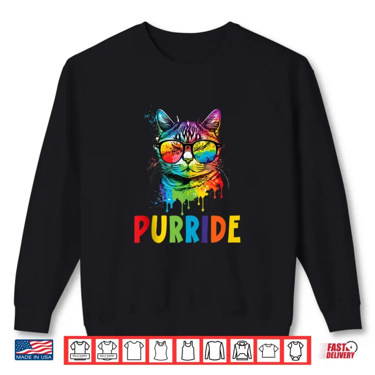 Sweatshirt Purride Gay Rights Rainbow Pride Month LGBTQ Cat Whisperer Shirt