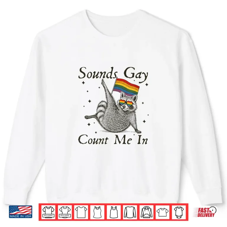 Sweatshirt Vintage Sounds Gay Count Me In Racoon LGBT LGBTQ Pride Month Shirt
