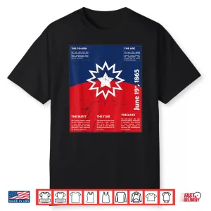 Juneteenth Distressed Red White Blue Symbolic Flag Meaning Shirt
