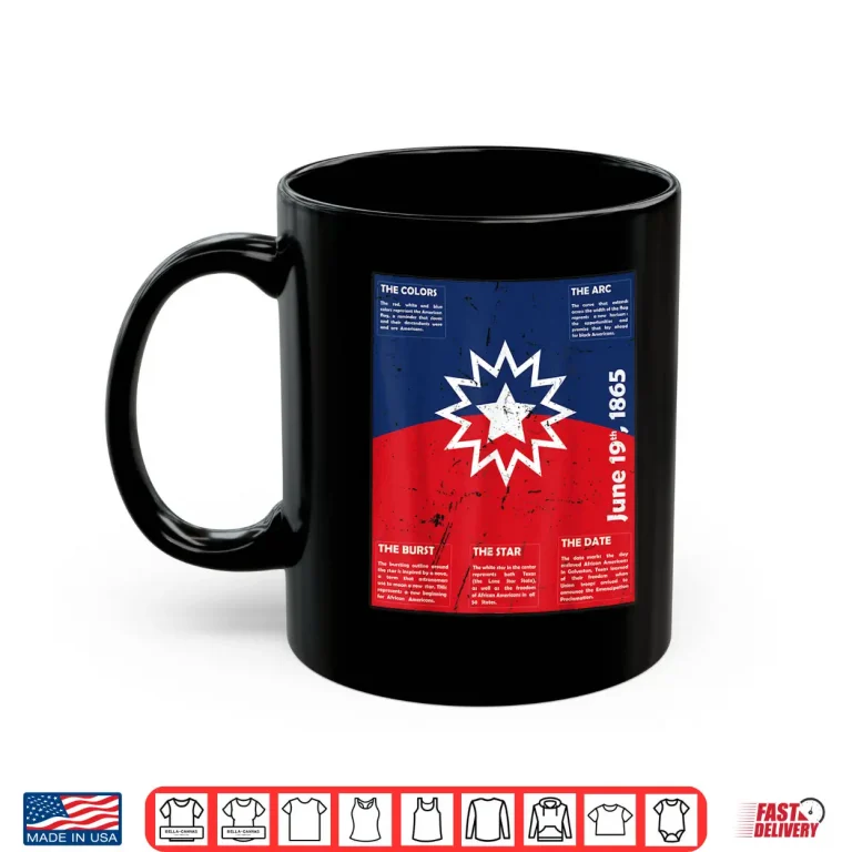 Mug Juneteenth Distressed Red White Blue Symbolic Flag Meaning Shirt 1