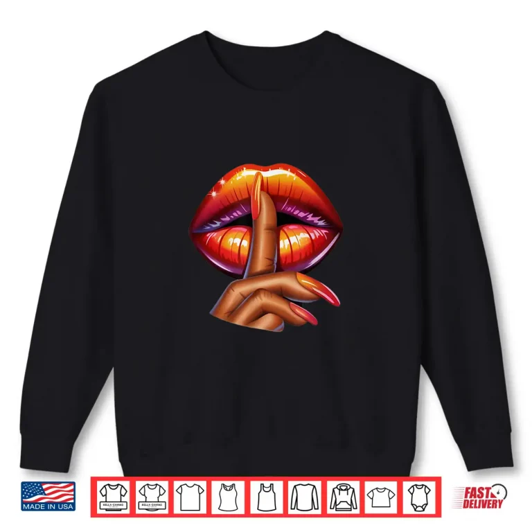 Sweatshirt Shhh Lips Finger Silence Pop Art Design for Women Shirt