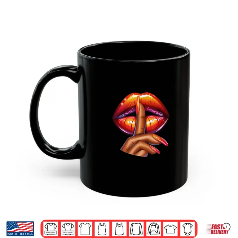 Mug Shhh Lips Finger Silence Pop Art Design for Women Shirt