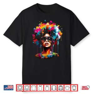 Womens Black Queen Dripping Afro Melanin Juneteenth Shirt