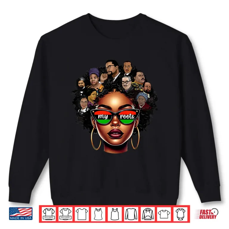 Sweatshirt Womens Black Queen Pride Afro Melanin Girl BHM Juneteenth Shirt 1