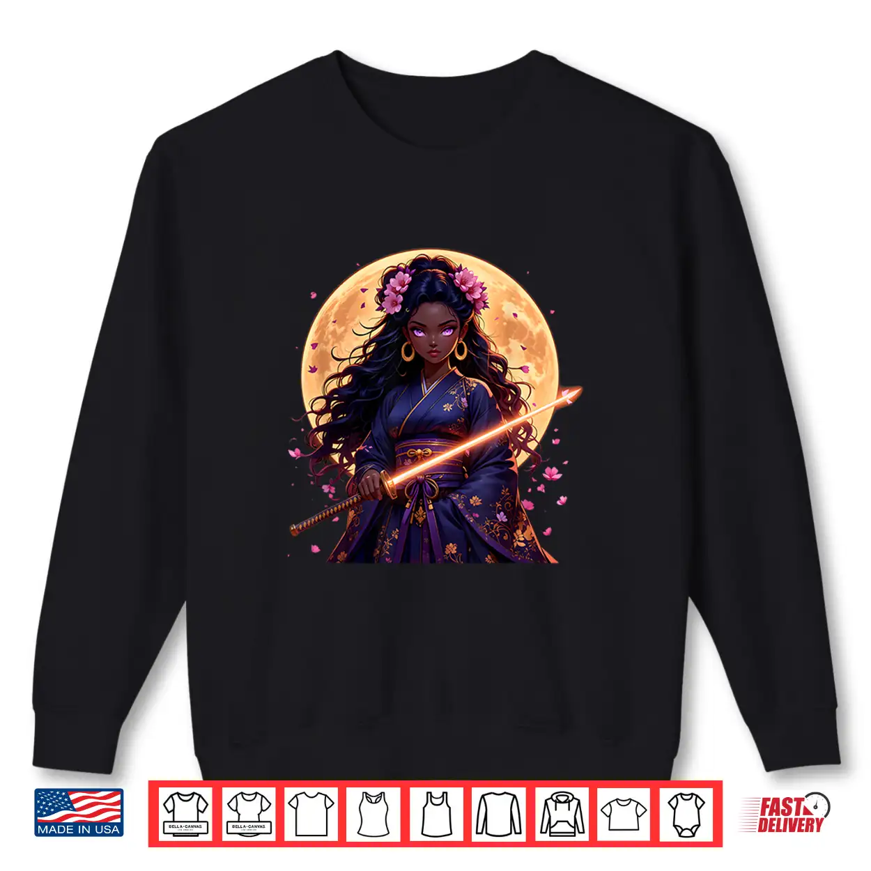 Black Woman Japanese Anime Samurai Girl Black Cat Shirt Black Woman Japanese Anime Samurai Girl Black Cat Shirt
