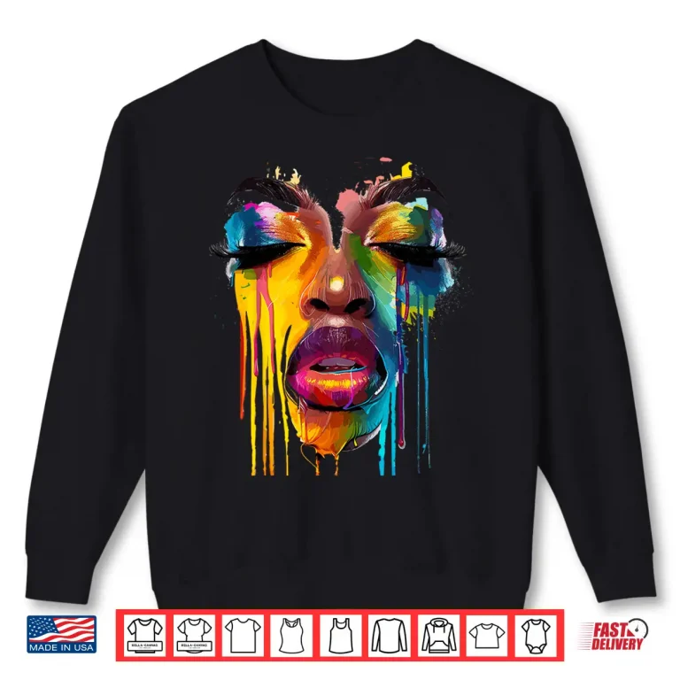 Sweatshirt Cool African Woman Afro Color Painted Face Juneteenth Shirt