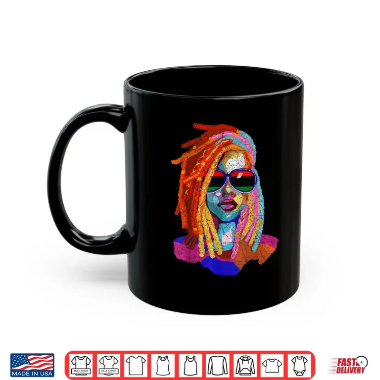 Mug Locd Hair Art African American Woman Girl Black Queen Shirt