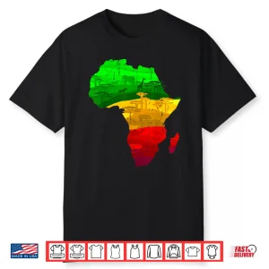 Proud Africa Map Green Yellow Red African Pride Juneteenth Shirt
