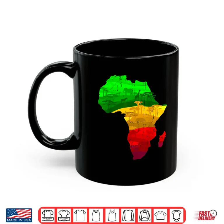 Mug Proud Africa Map Green Yellow Red African Pride Juneteenth Shirt