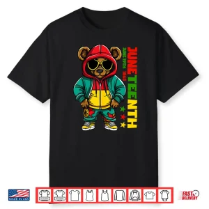 Juneteenth Black Mens Hip Hop Teddy Bear African American Shirt