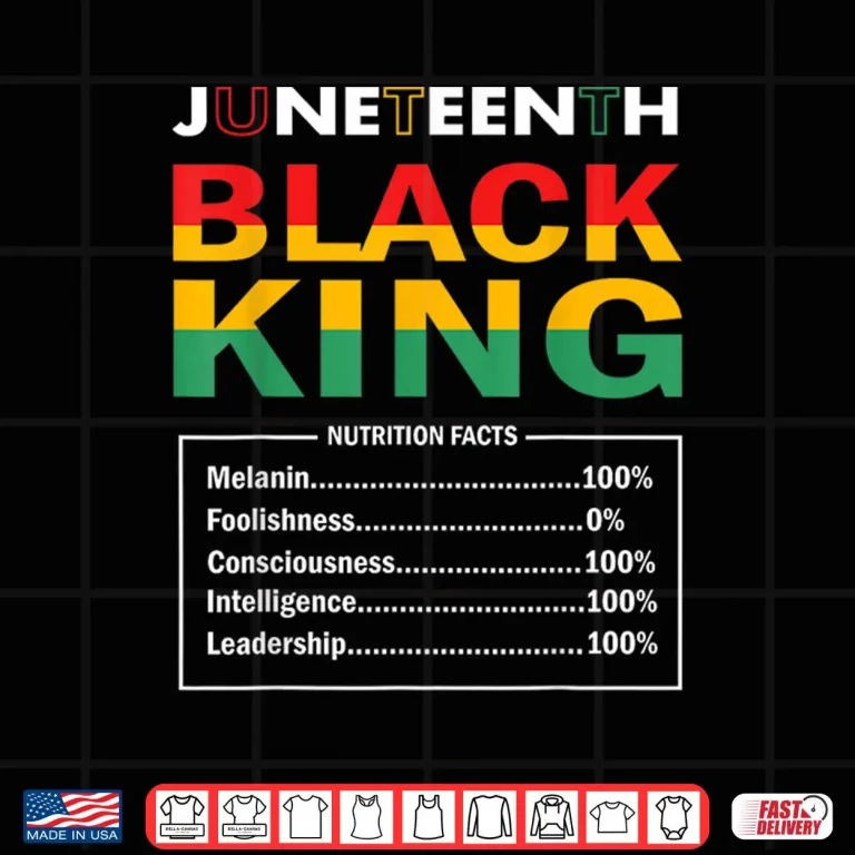 Design Juneteenth Black King Nutritional Facts Black History Month Shirt