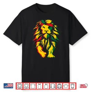 Lion Juneteenth Cool Black History African American Flag Shirt