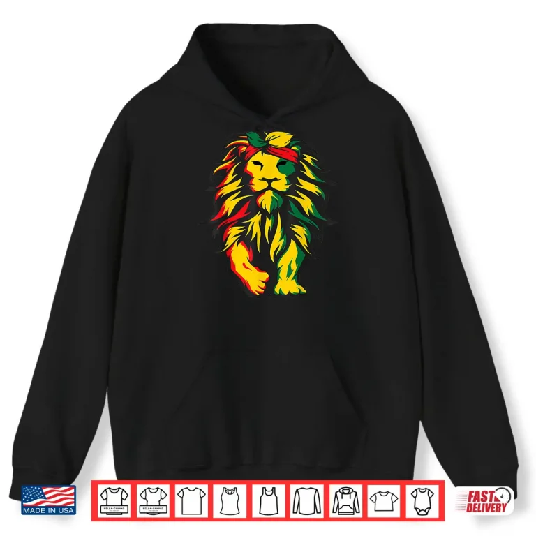 Hoodie Lion Juneteenth Cool Black History African American Flag Shirt