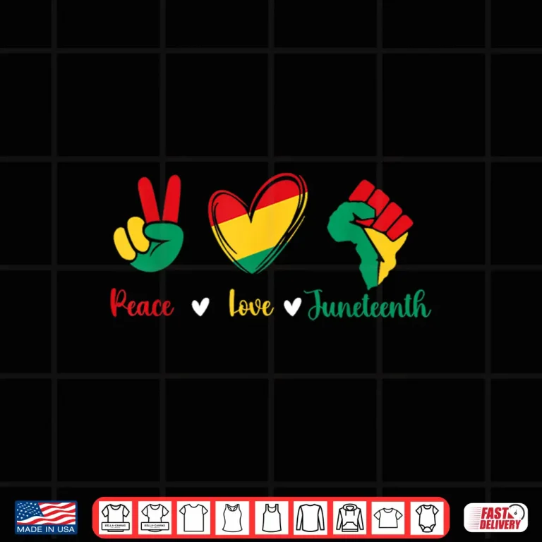 Design Peace Love Juneteenth Black History African Roots Pride Shirt
