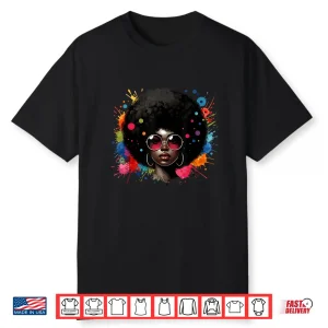 African American Woman Black Afro Colorful Juneteenth Shirt