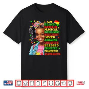 I Am Black Child American African Pride For Juneteenth Kids Shirt