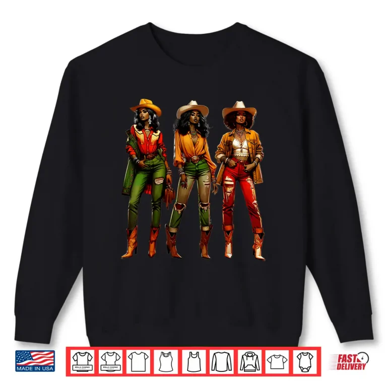 Sweatshirt Black Cowgirl Western Rodeo Juneteenth Freedom Texas Women Shirt