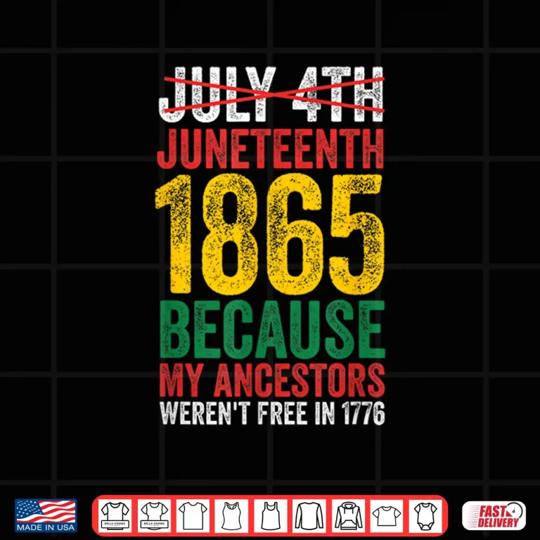 Design 1865 Is Freedom Day My Ancestors Not Free in 1776 Juneteenth Shirt