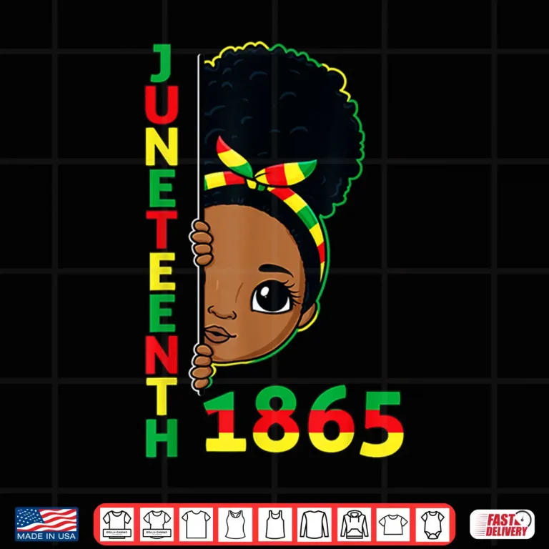 Design Juneteenth Celebrating 1865 Brown Skin Princess Girls Kids Shirt