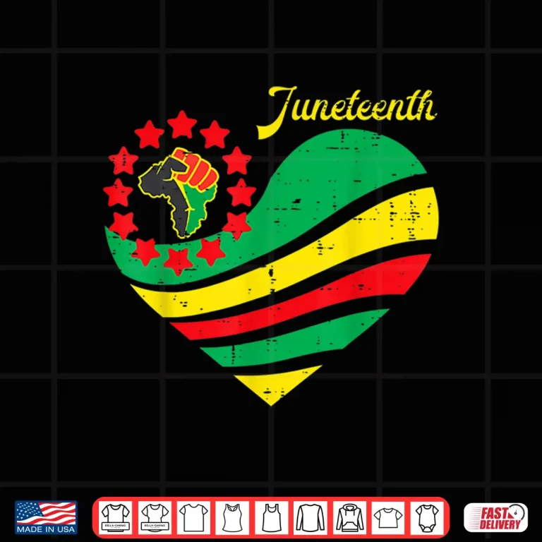 Design Juneteenth Heart Africa Fist June 19th 1865 Men Women Kids Shirt