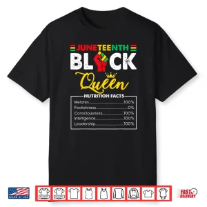 Womens Juneteenth Black African Queen Nutritional Facts Shirt