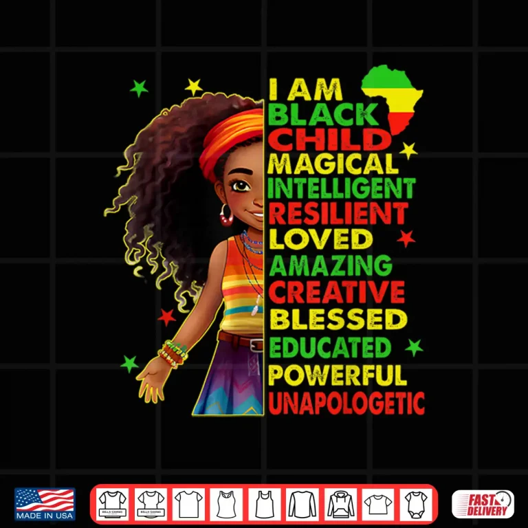 Design I Am Black Child Juneteenth African American Girls Kids Shirt