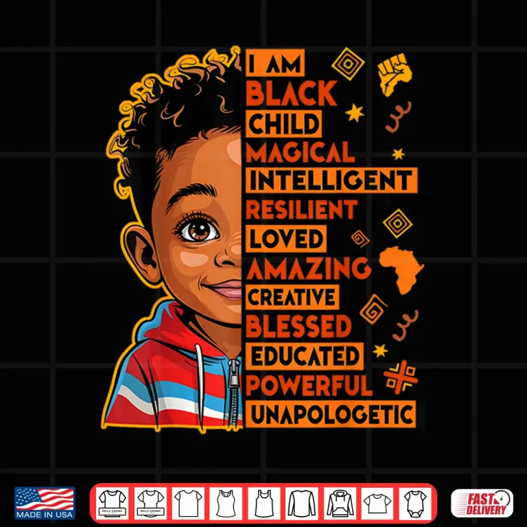 Design I Am Black History Month African American Juneteenth Kid Boy Shirt