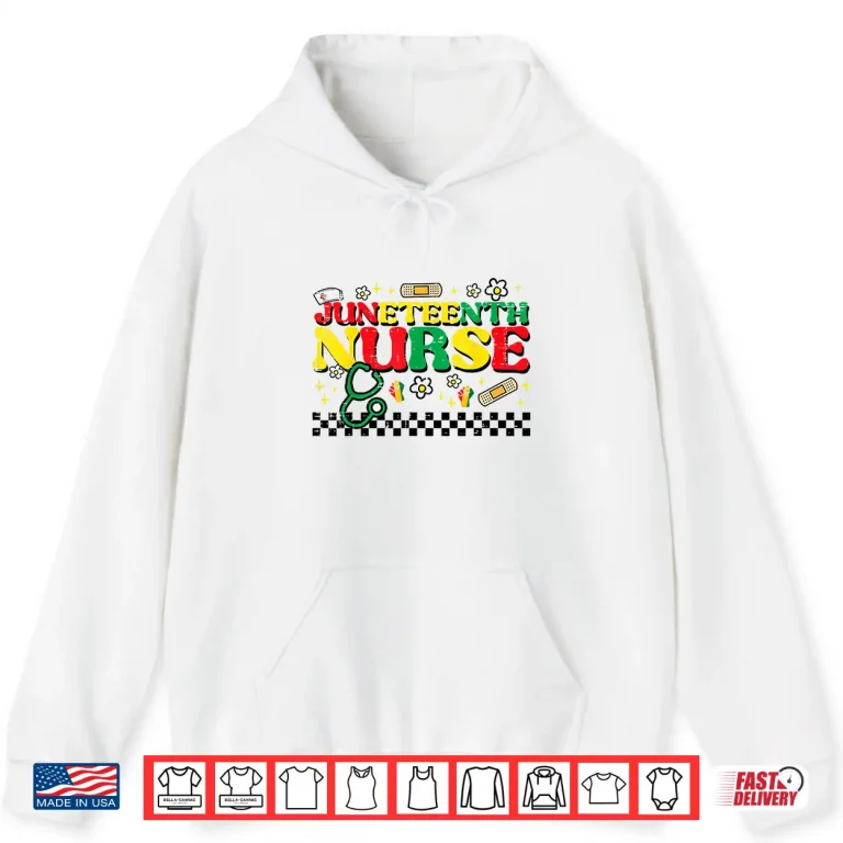 Hoodie Juneteenth Nurse Groovy Retro African Scrub Top Black Women Shirt