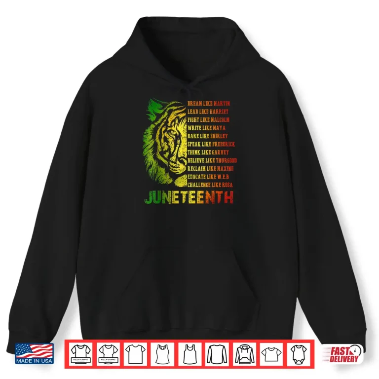 Hoodie Tiger Juneteenth 1865 Black Freedom African June 19th Mens Shirt