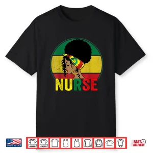 Black Woman Nurse Afro Melanin Vintage Black History Month Shirt