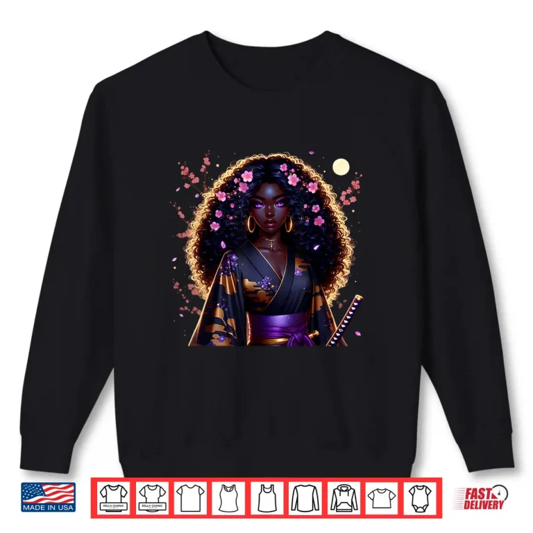 Sweatshirt Japanese Anime Samurai Girl Black Cat Women Black Woman Shirt