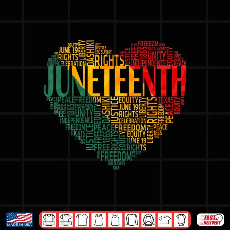 Design Juneteenth Heart Black History American African Flag Freedom Shirt