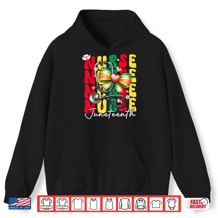 Hoodie Juneteenth Scrubs Groovy African Bow Juneteenth Nurse Women Shirt