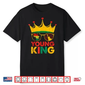 Young King Crown African American Kids Boys 1865 Juneteenth Shirt