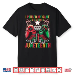 Gaming I Paused My Game To Celebrate Juneteenth Kids Boys Shirt