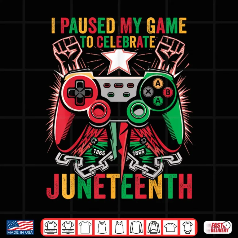 Design Gaming I Paused My Game To Celebrate Juneteenth Kids Boys Shirt