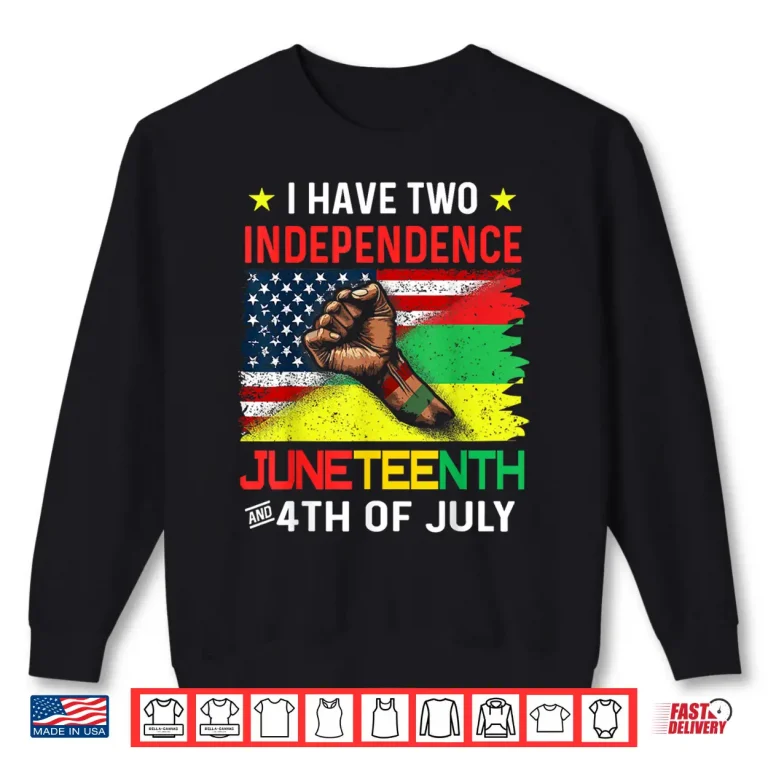 Sweatshirt Juneteenth 1865 black African American flag usa 4th of july Shirt