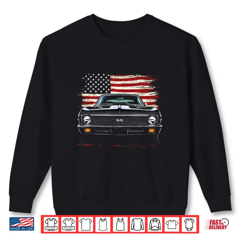 Sweatshirt 1972 72 Nova SS Front Grill Patriotic American Flag Shirt
