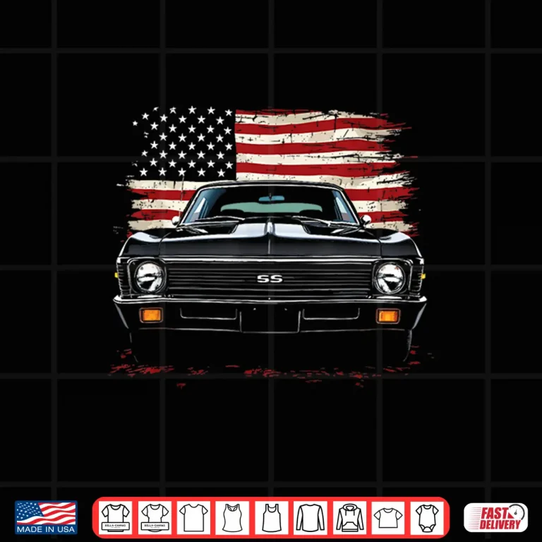 Design 1972 72 Nova SS Front Grill Patriotic American Flag Shirt
